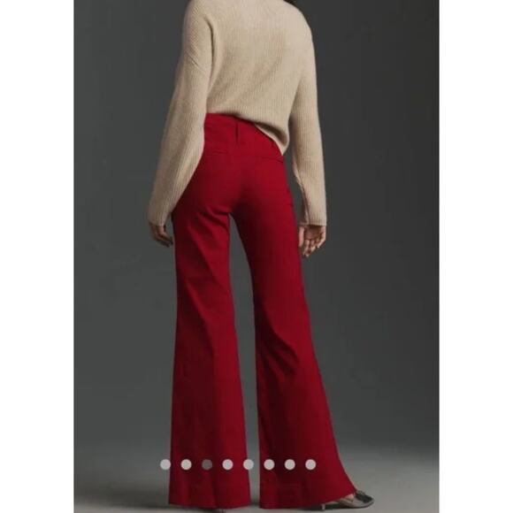 Anthropologie Maeve The Naomi Wide-Leg Flare Pants Red Size 16W - Picture 3 of 11
